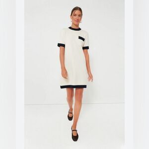 TUCKERNUCK Dress M Merritt Wool Blend Ivory Black Knit Short Sleeve